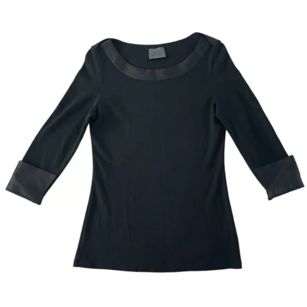 Chanel Women's XS Vintage Black Quilted Cuff Top Detail Classic Elegant Designer